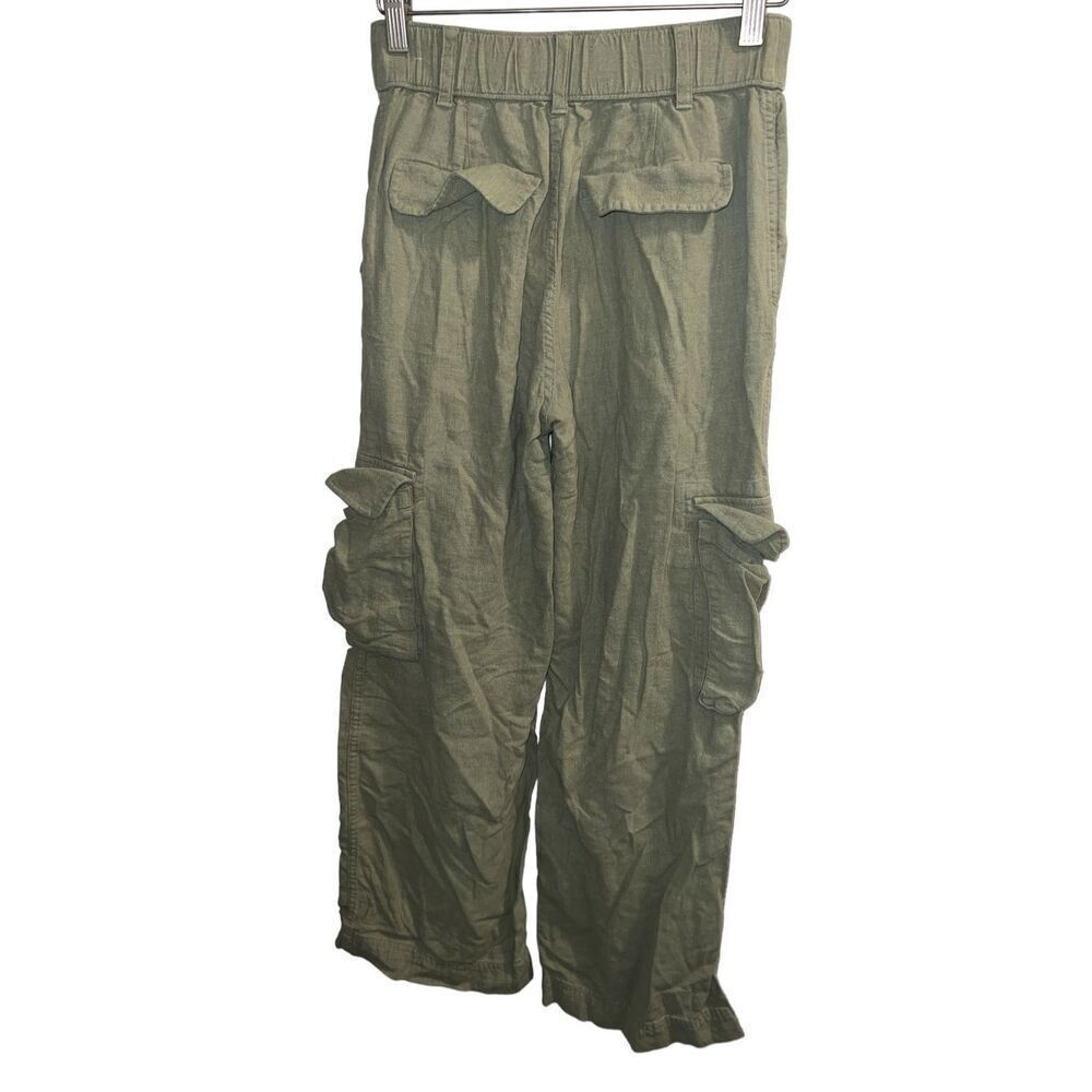 ✨Abercrombie & Fitch Linen-Blend Tailored Ultra Wide-Leg Cargo Sz S Green Pants✨ - Picture 9 of 9